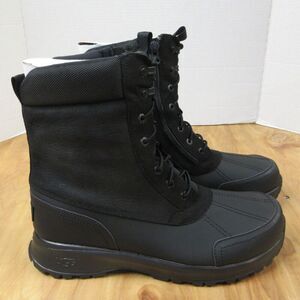 UGG Emmett Duck Winter Snow Waterproof Boots Hi Sz 12 Black Leather Lug Sole NWT